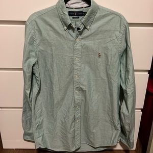 Ralph Lauren sea foam green long sleeve collared shirt size medium